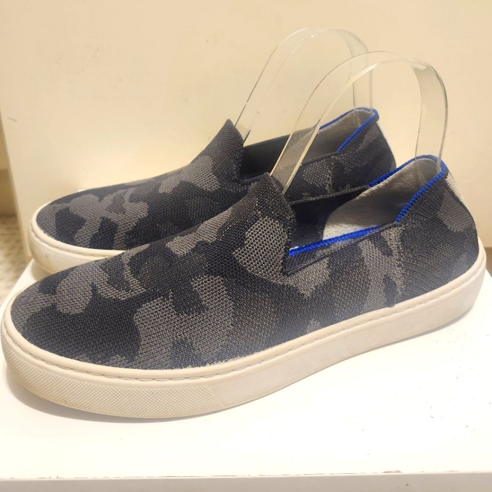 Authentic Rothy’s "The Original Slip-On" Black/Gray Camo Sneakers Sz.8 Ret.$145